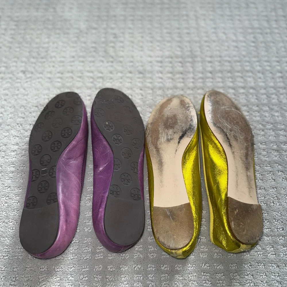 Tory Burch Miller Purple Flats & JCrew vibrant yellow flats - Picture 3 of 16